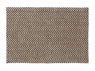 Relaxdays Felpudo con Estampado de Zigzag, Yute, Negro y Beige, 60 x 40 cm