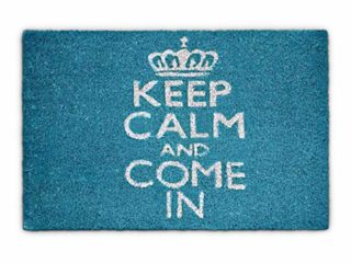 Relaxdays – Felpudo Keep Calm and Come IN para la Entrada de su hogar Hecho de Fibras de Coco y PVC con Medidas 40 x 60 cm Antideslizante Elemento Decorativo, Color Turquesa