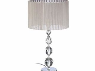 Relaxdays Lámpara de Mesa, Diseño Original con Bolas, Tulipa Redonda, Metal-Cristal, 53 x 29,5 x 29,5 cm, Gris-Plateado