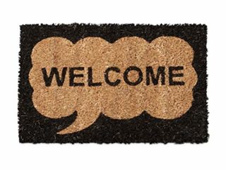 Relaxdays Mini Felpudo Antideslizante para niños con el Texto en inglés Welcome Dentro de un Bocadillo de Texto de 1,5 x 40 x 25 cm