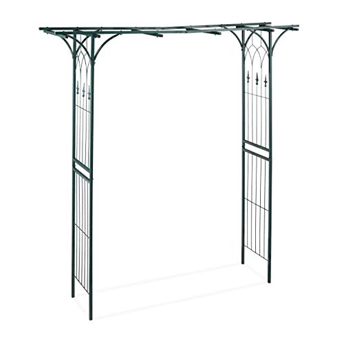 Relaxdays Pérgola metálica de jardín, Soporte para Plantas trepadoras, Resistente, 205 x 202 x 52 cm, Verde Oscuro