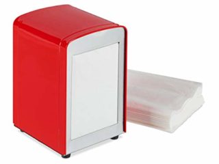 Relaxdays, Rojo, Servilletero de Mesa Retro para Bar, Cafetería y Heladería, Acero, 15 x 9,5 x 11