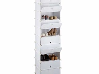 Relaxdays Zapatero con 10 Niveles, Blanco, 37x49x176 cm
