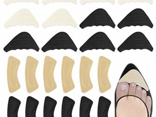 Relleno de Zapatos 24Pcs Almohadilla de Talón Relleno de Zapatos Ajustable Zapatos de Relleno para Zapatos de Talla Grande (Negro&Beige)