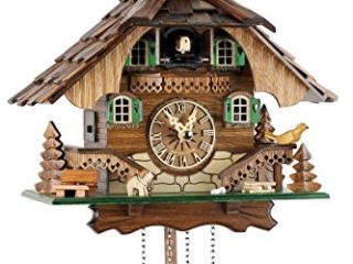 Reloj de cuco de la Selva Negra de madera auténtica con mecanismo de cuarzo a pilas y llamada de cucú - oferta de Uhren-Park Eble - casa de la Selva Negra 32 cm-