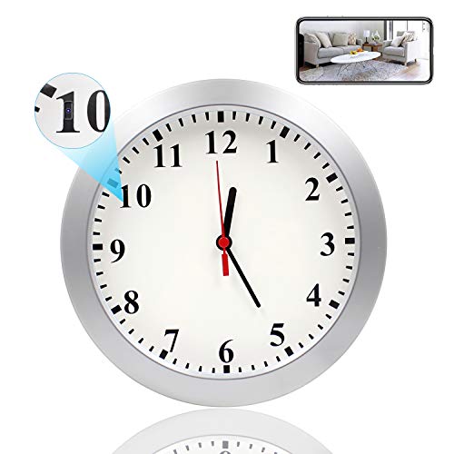 Reloj de pared de cámara espía 1080P WiFi cámara oculta reloj de pared con alarma de detección de movimiento, cámara de seguridad cubierta interior