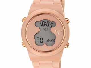 Reloj tous digital D-Bear de acero IP rosado con correa de Silicona nude Ref:700350315