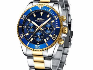 Relojes para Hombre cronógrafo de Acero Inoxidable Impermeable Fecha analógica Reloj de Cuarzo de Negocios Casual Moda Relojes de Pulsera para Hombres