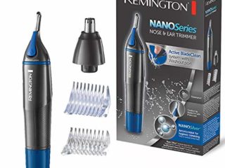 Remington Recortador Facial Nano Series - Cortapelos Nariz y Orejas, Cejas y Vello Facial, Resistente al Agua, Color Negro, Azul - NE3850