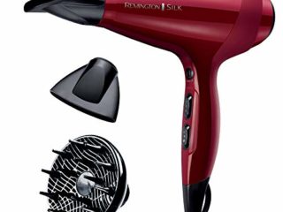 Remington Secador de Pelo Profesional Silk - Iónico, Difusor y Concentrador, 6 Temperaturas, 2 Velocidades, 2400 W, Rojo - AC9096
