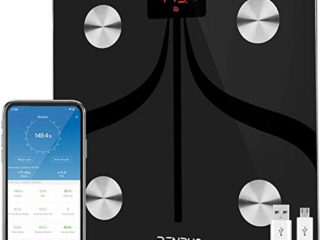 RENPHO Báscula de Grasa Corporal Inteligente Bluetooth Wireless Báscula para Baño Digital con Aplicación Inalámbrica Monitor de Composición Corporal para Peso Muscular, 280 x 280mm, Recargable por USB