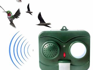 Repelente De Animales Repelente De Pájaros Y Murciélagos Con Energía Solar, Con Sensor De Movimiento PIR Imitación De Sonido Para Jardín Patio Campo Tierra De Cultivo,Verde