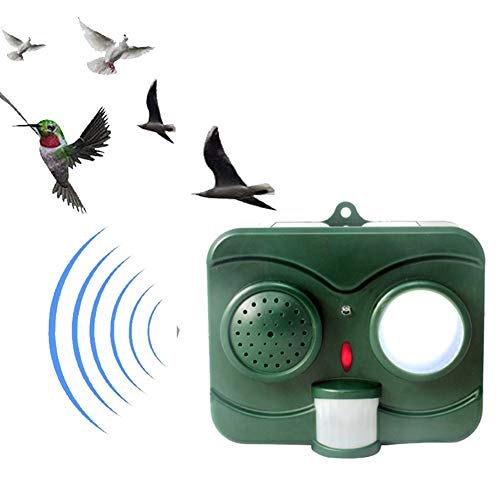 Repelente De Animales Repelente De Pájaros Y Murciélagos Con Energía Solar, Con Sensor De Movimiento PIR Imitación De Sonido Para Jardín Patio Campo Tierra De Cultivo,Verde