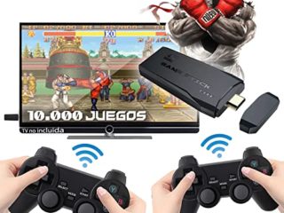 Retro consola stick M8, Similar Pandora box, juegos de PS1/GBA/SNES/MD/Neogeo/MAME Retro TV, Dos gamepad inalámbricos, Guardado de partida, consola de juegos HDMI compatible con 64 GB 10000 juegos