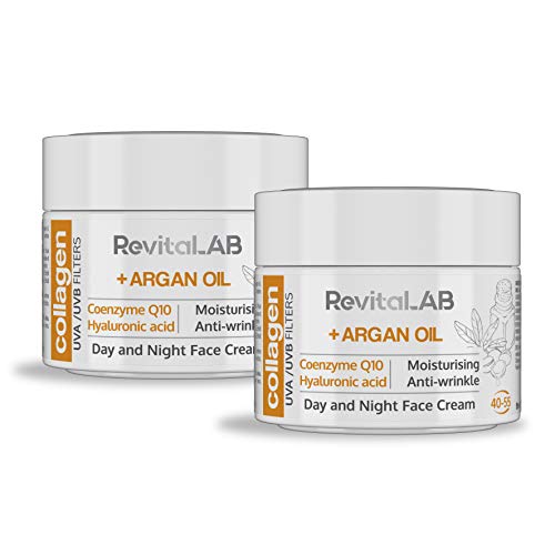 RevitaLAB + Argan Oil Crema Hidratante Antiarrugas de Día y Noche, 50 ml (Paquete de 2)