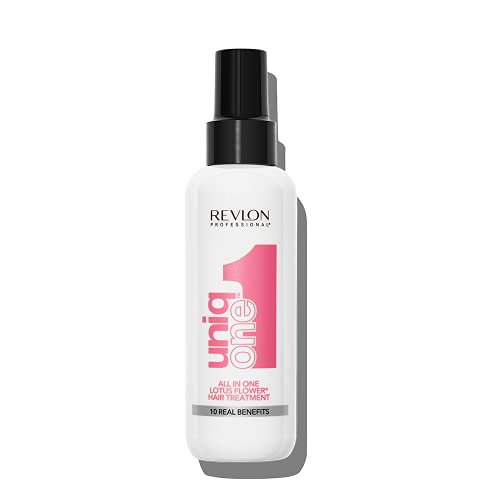 Revlon Professional UniqOne Protector Térmico Cabello, Acondicionador Pelo, Tratamiento Hidratante para el Pelo en Spray sin Aclarado, Fragancia Flor de loto, 150 ml