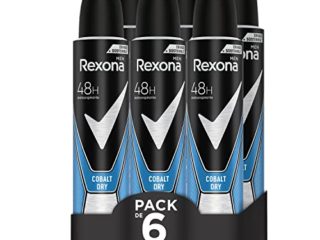 Rexona  Desodorante Aerosol Antitranspirante para hombre Cobalt Dry  200ml - Pack de 6
