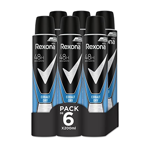 Rexona  Desodorante Aerosol Antitranspirante para hombre Cobalt Dry  200ml - Pack de 6