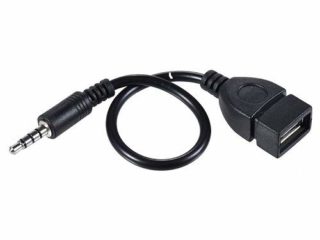 REY - Cable Convertidor Conector Adaptador Jack 3,5MM a USB 2.0 Hembra Negro