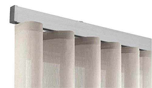 Riel para cortinas modelo Onda – Completo medida de 103 a 308 cm – Acabado acero satinado – Riel profesional – con barra a medida (308 cm)