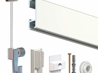Rieles para cuadros, juego completo en blanco, 8 m de longitud y ampliable, diseño de pared con imágenes y fotos, ganchos para cuadros incluidos.