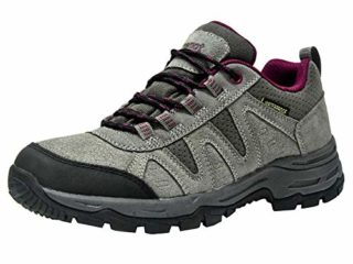 riemot Zapatillas Trekking para Mujer y Hombre, Zapatos de Senderismo Calzado de Montaña Escalada Aire Libre Impermeable Ligero Antideslizantes Zapatillas de Trail Running, Mujer Gris Rojo 39 EU