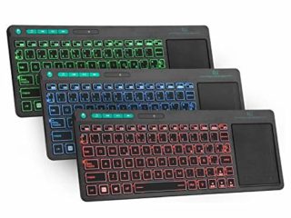 Rii K18 Plus -Teclado inalámbrico con 3 Colores LED, batería Recargable de Ion de Litio, QWERTY español, Color Negro