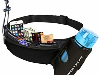 Riñonera Deportivo Cinturón Running Belt con Botella Agua Bolsa Impermeable, Conveniente para iPhone 8/8 plus/X/XS/XS MAX/XR, Para Deportes Al Aire Libre Fitness Senderismo, Ciclismo, Jogging, Caminar