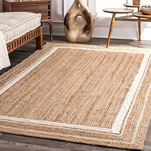 Ripaz - Alfombra de yute tejida a mano (90 x 180 cm), color blanco