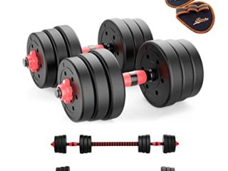 Riscko Mancuernas 2 en 1 Ajustables y Barra Recta. Discos Peso Total 25 kg