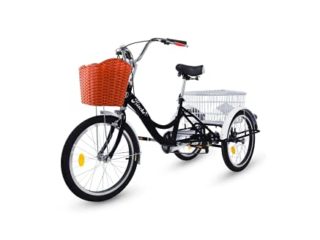 Riscko Triciclo para Adultos con 2 Cestas, 6 Velocidades, Asiento Y Manillar Ajustable Mod. Bep-14 Negro Sin Montaje