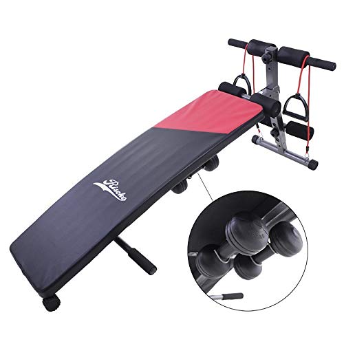 Riscko Wonduu Banco De Abdominales con Mancuernas, para Entrenamiento de Cuerpo Completo, Multiusos, Banco de Peso, Plegable y Plano, para Gimnasio en casa.