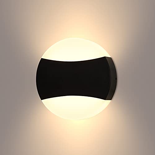 Ritif 12W LED lámpara de pared para Exterior/Interior IP65 3000K Blanco Cálido iluminación exterior de 13CM Apliques de Pared para puerta patio y jardín