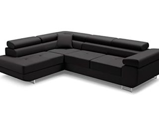 Riviera 100 - Sofá esquinero en forma de L, color negro (izquierda/derecha)