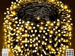 ROADAYLY Luces Navidad Exterior 1000 Led 30m 8 Modos Decoracion Navidad Temporizador Control Remoto Cadena de Luces Enchufe Impermeable Alambre Negro Guirnalda Luces Exterior para Bodas Fiestas Patio