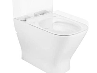 Roca A34273700H - Taza compacta Rimless adosada pared con salida dual, colección The Gap, color blanco (cisterna, asiento y tapa no incluido)