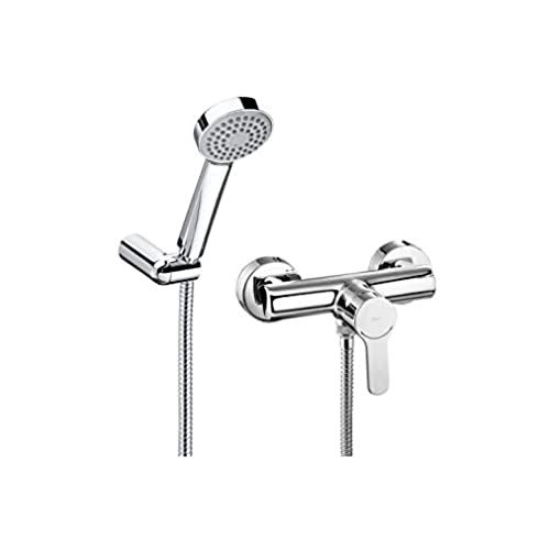 Roca L20 - Monomando exterior para ducha con ducha de mano, flexible de 1,50 m. y soporte de ducha articulad . Griferías hidrosanitarias Monomando. Ref A5A2009C02