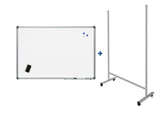 Rocada | Pizarra Blanca con Soporte | Soporte Móvil Universal | Caballete para Pizarras Regulable con Ruedas | Este pack incluye una Pizzarra Magnética de 120 x 90 cm