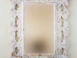 Rococo Espejo Decorativo de Madera Colonial Classic de 60x80cm en Blanco decapado