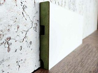 Rodapié - Zócalo de MDF/DM lacado blanco puro hidrófugo canto recto - Tiras de 2,44 metros lineales - 16mm de grosor - Diferentes alturas - (1, 8 cm)