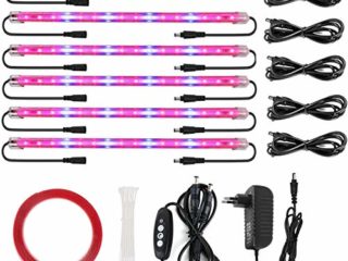 Roleadro LED Cultivo Interior 60w IP65 Lámpara Cultivo LED Grow LED Light con Temporizador 3H/6H/12H y Regulable Brillo para Armario Cultivo Interior/Plantas de Interior/Invernadero[ 6 tira ]
