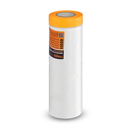 Rollo Plástico con Cinta, plastico cubretodo transparente con cinta carrocero, protector Cubierta con Cinta Pintor, ideal para cubrir coche, pared, muebles, techo, suelo. De la pintura y el polvo.