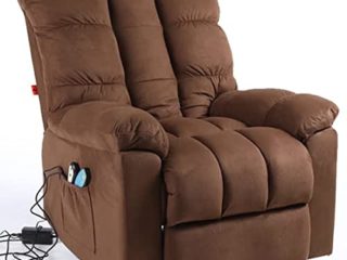 ROMO. Sillón Masaje Relax Reclinable 160º con Mando. 8 Motores, Calor Lumbar, Masaje 4 Zonas. Terciopelo Elefante (Marron)