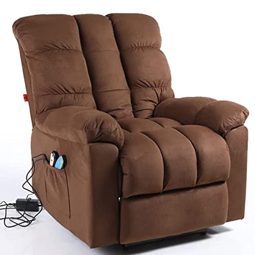 ROMO. Sillón Masaje Relax Reclinable 160º con Mando. 8 Motores, Calor Lumbar, Masaje 4 Zonas. Terciopelo Elefante (Marron)