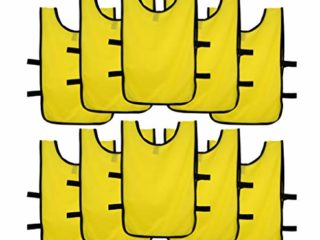 Ronex Sports Pack de Petos de Entrenamiento 10 Unidades para niños, jóvenes y Adultos (Petos Deportivos, Petos de Futbol Amarillo, Joven (9-15 años))