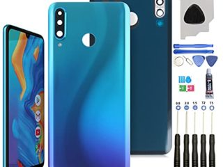 RongZy Tapa de Batería para Huawei P30 Lite /Nova 4E 6G Cubierta Posterior Panel Trasero con Herramientas(Aurora polar de azul)