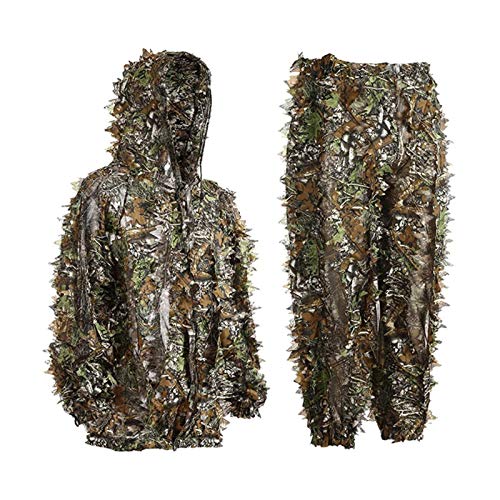 Ropa De Camuflaje De Caza, Ghillie Suit Camuflaje, Ropa Caza Hombre Camuflaje, Traje Camuflaje Francotirador Airsoft Sniper Fotografia Naturaleza Chaqueta Y Pantalones (Adulto, L)