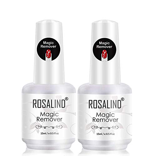 ROSALIND 2PCS Magic Remover Uñas, Eliminar de Forma Rápida y Sencilla Esmaltes Semipermanente Para Uñas, No Lastimar Tus Uñas, Quitaesmalte Profesional de No Irritante 15ml