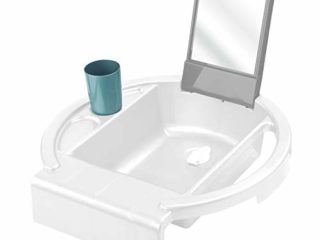 Rotho Babydesign Lavabo infantil Kiddy Wash, Para fijar en el borde de la bañera, 38,7 x 38,2 x 10 cm, Blanco, 20034 0314 01