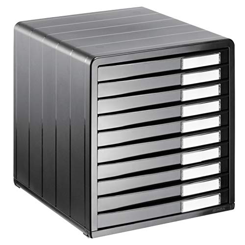 Rotho Timeless Cajón / caja de oficina con 10 cajones, Plástico (PS) sin BPA, antracita, (34.5 x 29.0 x 32.0 cm)